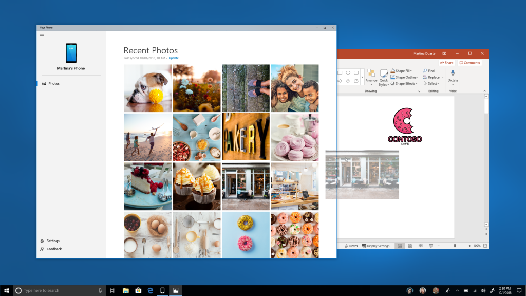 Your Phone app synching Android pictures