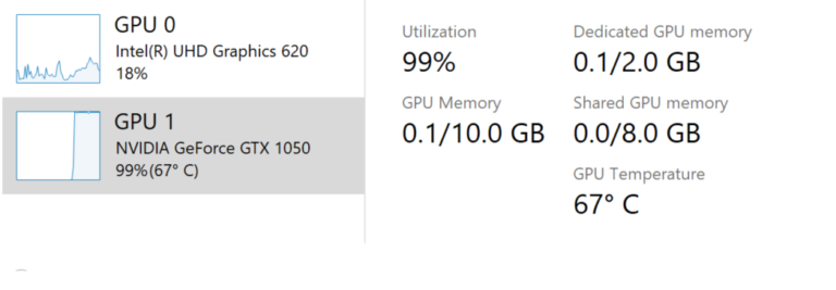 GPU temperatures in Task Manager