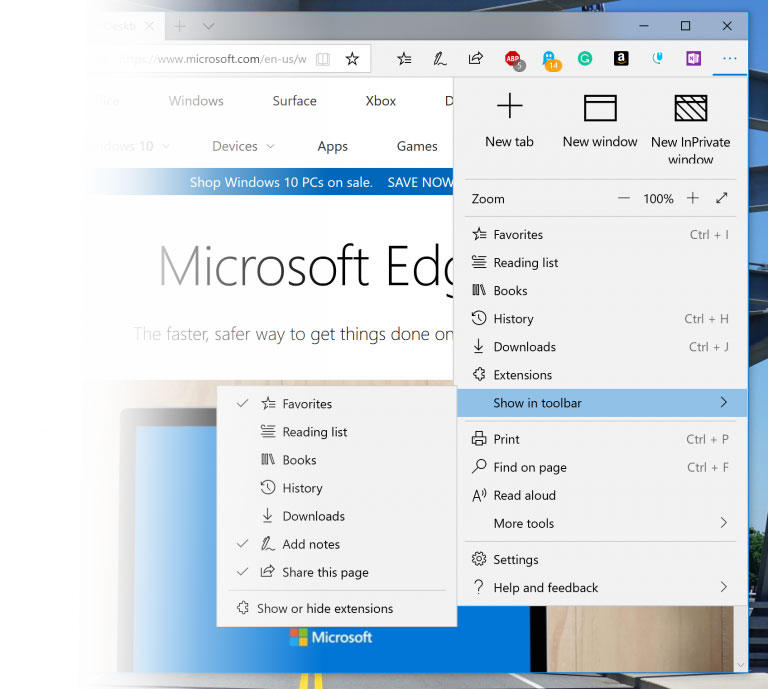 where is edge located in windows 10