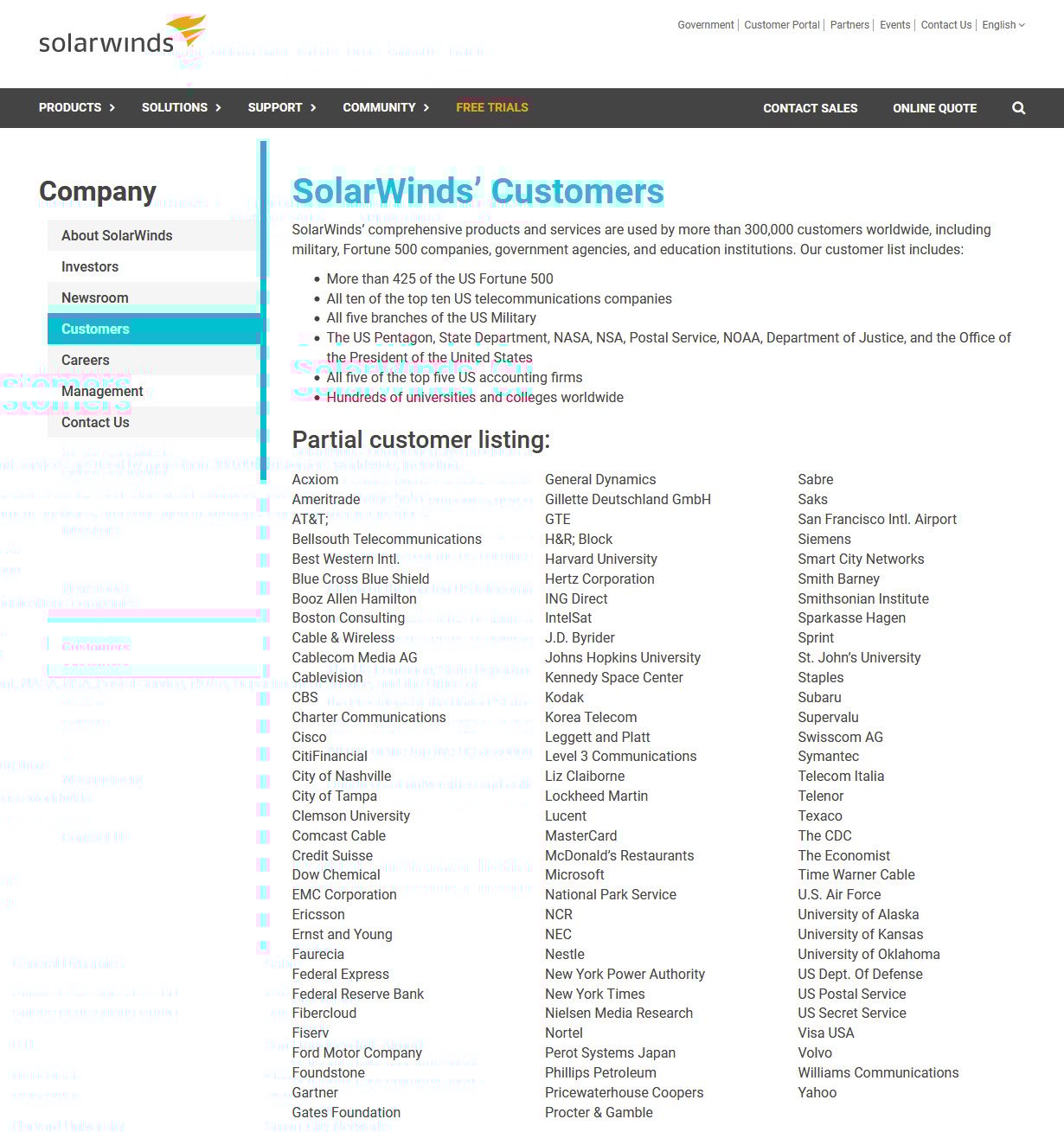 Clientes de SolarWinds