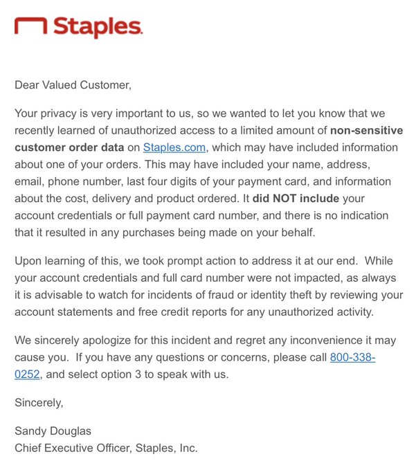 Staples: Customer data exposed in security breach - WSVN 7News