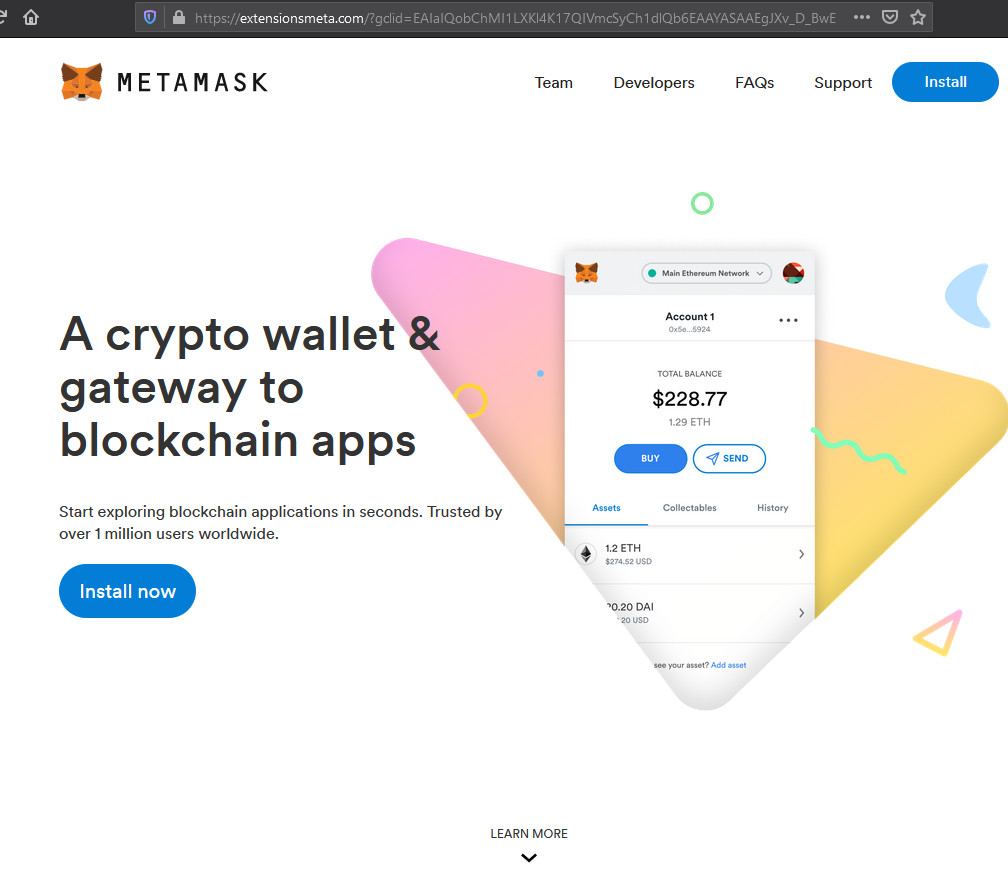 Fake MetaMask site