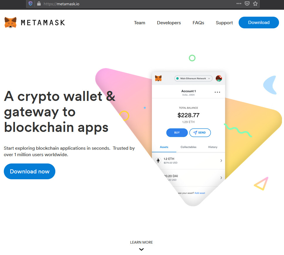 Legitimate MetaMask site