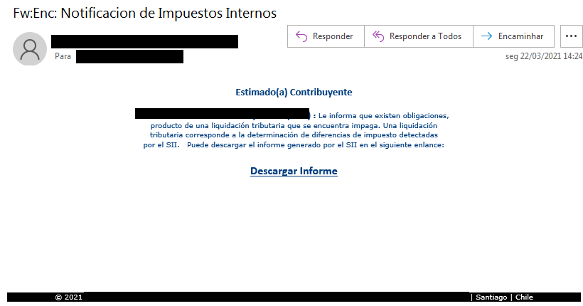 Correo electrónico de phishing que distribuye malware extraño