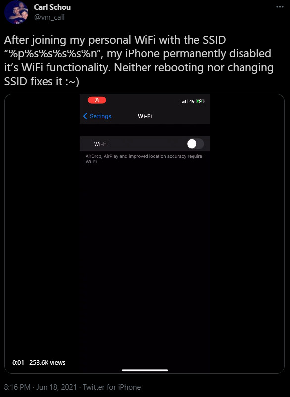 iPhone WiFi loop crashing