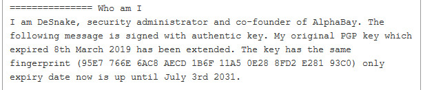 DeSnake verification via PGP key