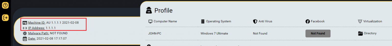 IP address for Raccoon stealer test machine