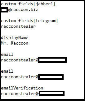 Raccoon stealer email address