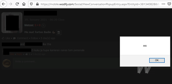 XSS triggered in Wodify fitness management app