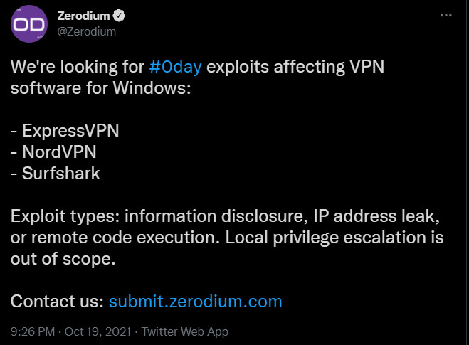 Zerodium wants zero-day exploits for NordVPN, ExpressVPN, and Surfshark