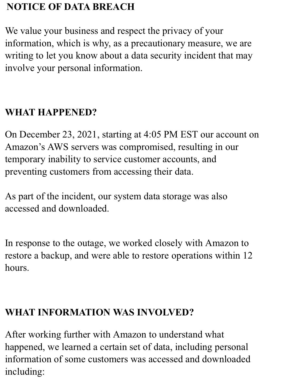 Data breach notification from FlexBooker
