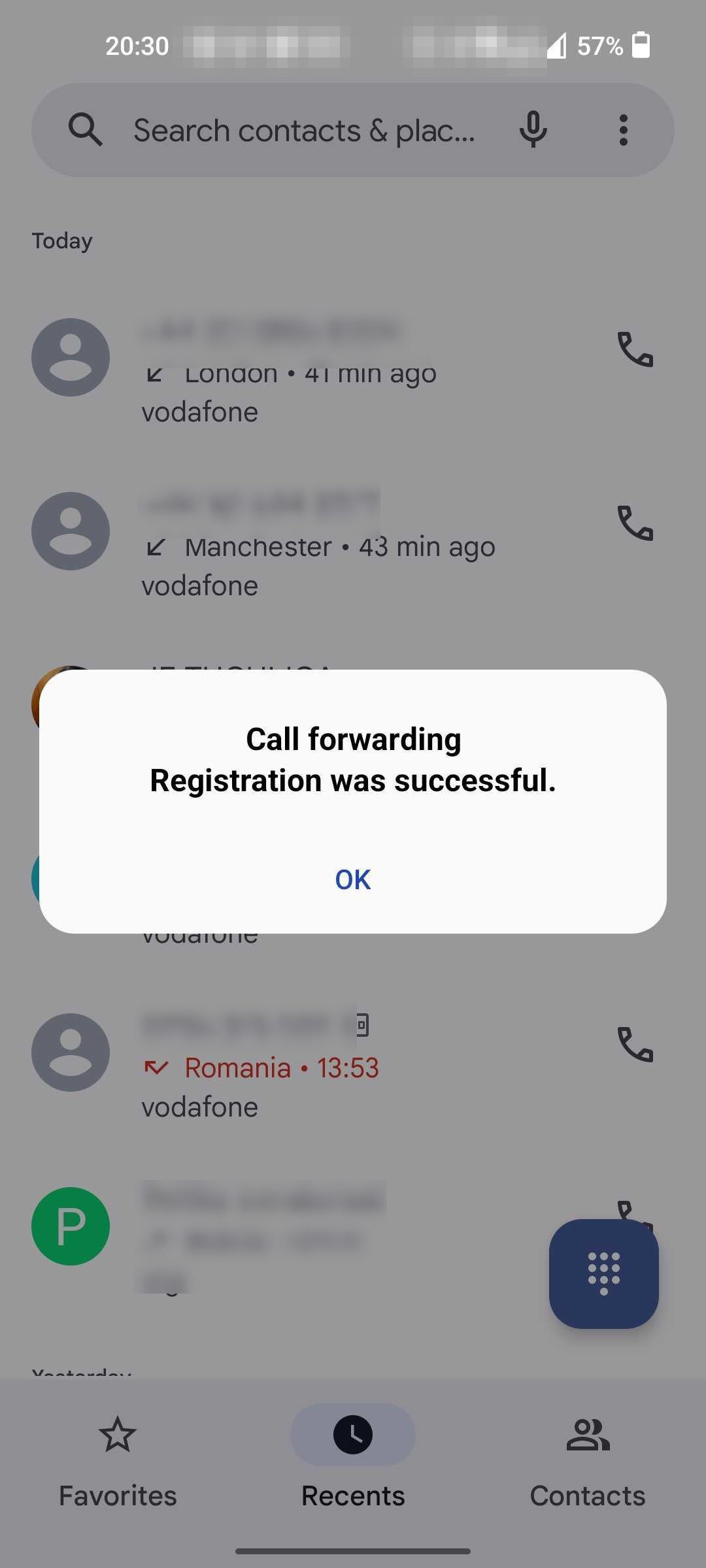 Mobile carrier warning of call forwarding activation