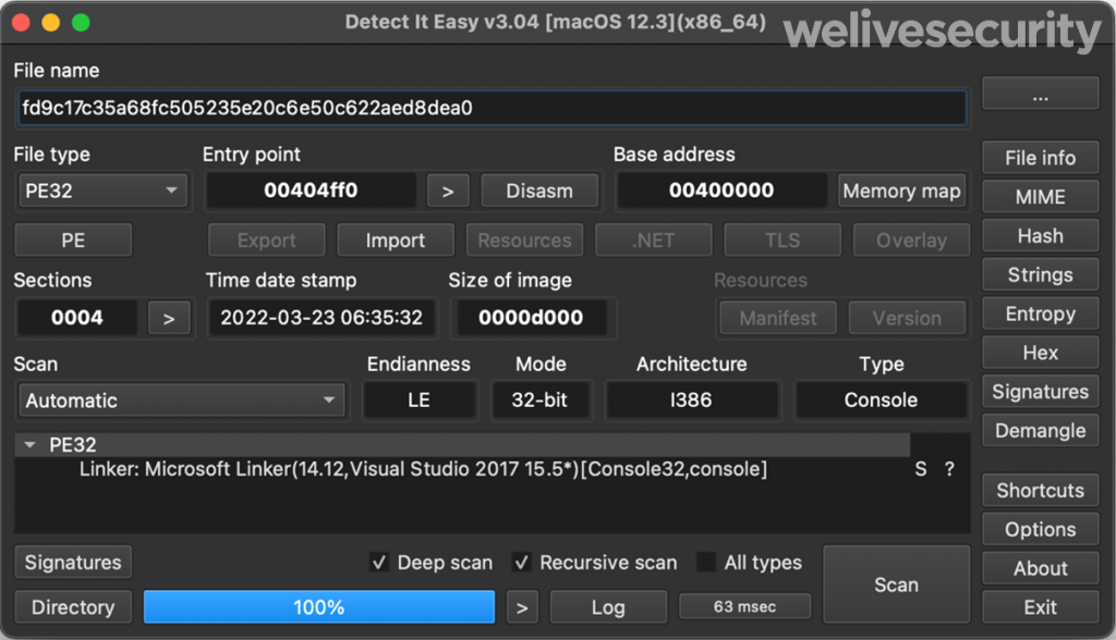 Timestamp compiler info for Industroyer2