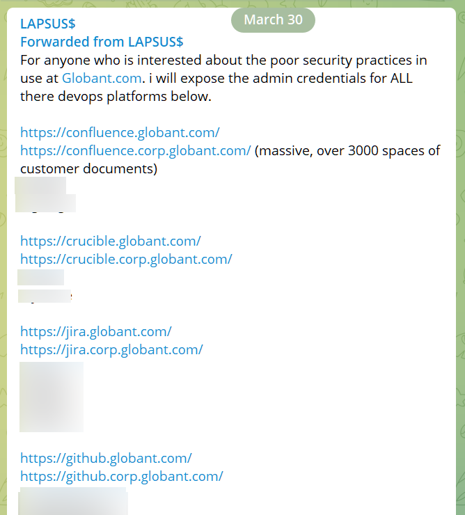 Lapsus$, Globant geliştirici platformları için yönetici kimlik bilgilerini sızdırıyor