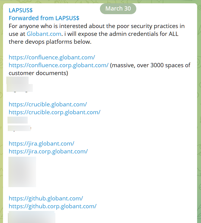 Lapsus$ leaks admin credentials for Globant dev platforms