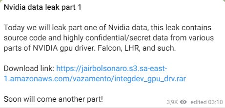 Lapsus$ leaking Nvidia data