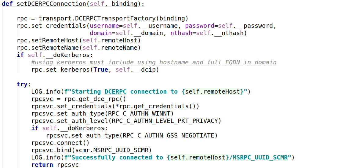 PsExec implementation uses DCE/RPC connection without SMB