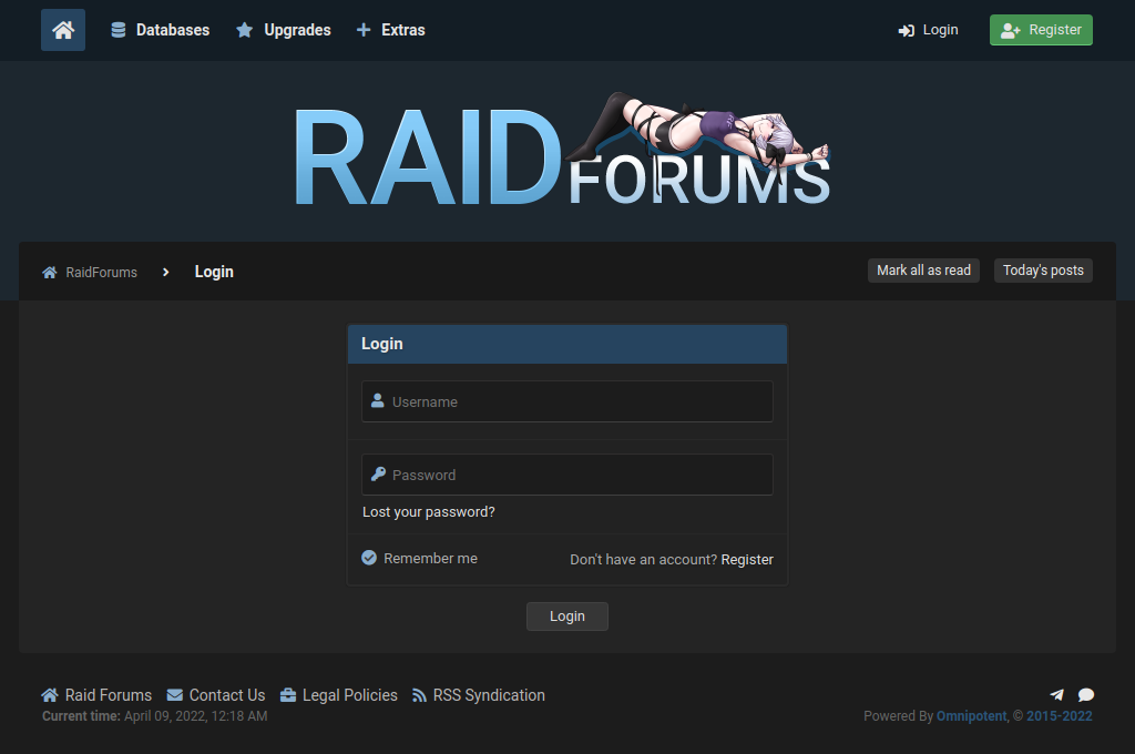 RaidForums phishing page