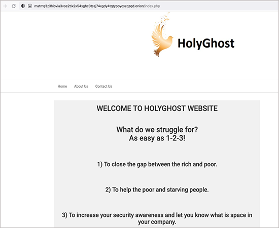 Holy Ghost ransomware op manifesto