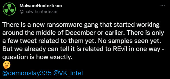 New ransomware gang related to REvil gang