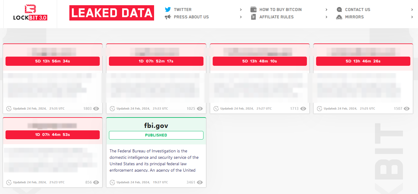 El sitio de fuga de datos LockBit relanzado muestra cinco víctimas