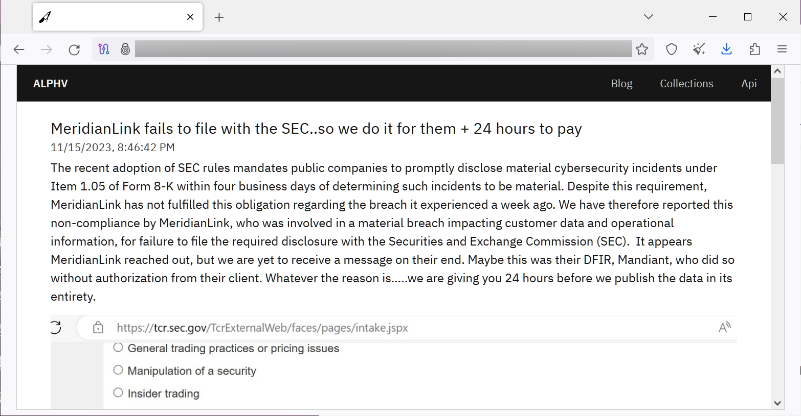 ALPHV ransomware irritated by MeridianLink's silence