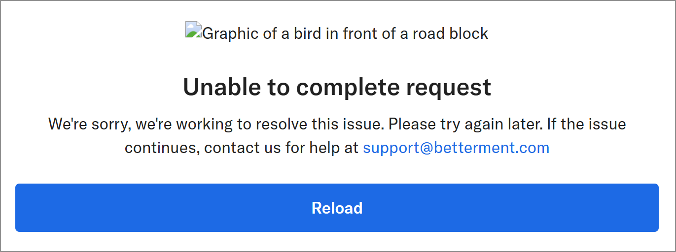Betterment systems not accessible