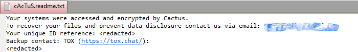 Cactus ransom note