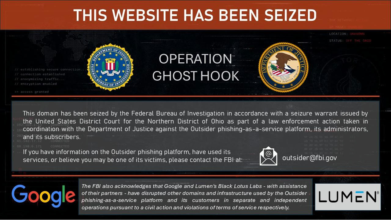 FBI seizes site used by Outside Enterprise phishing-as-a-service