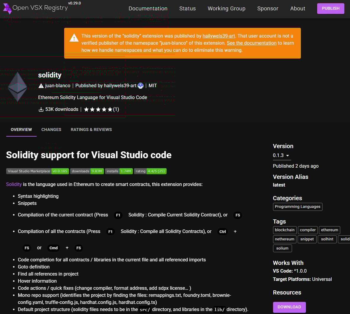 Fake Solidity VSCode extension on Open VSX backdoors developers 3 Malicious package on Open VSX