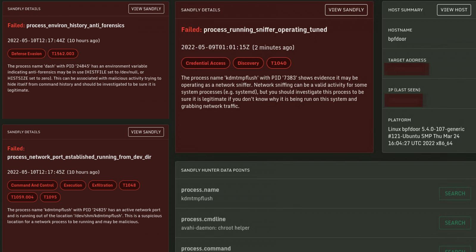 BPFdoor detection from Sandfly agentless solution for Linux security