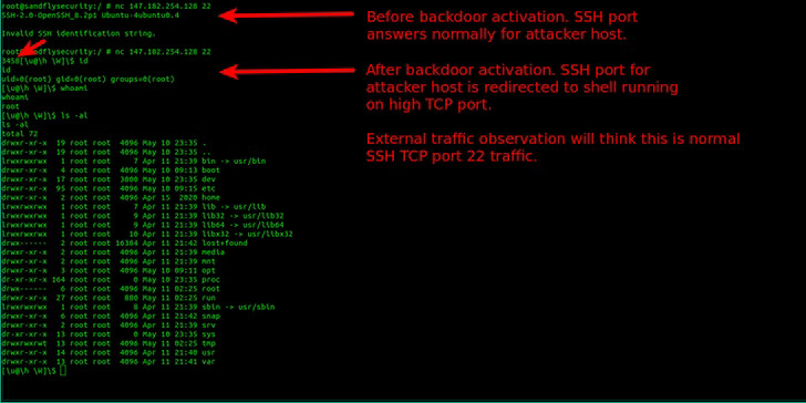 BPFdoor redirects traffic to shell on victim host