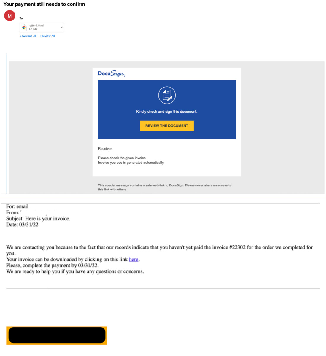 Bumblebee delivery in phishing campaign