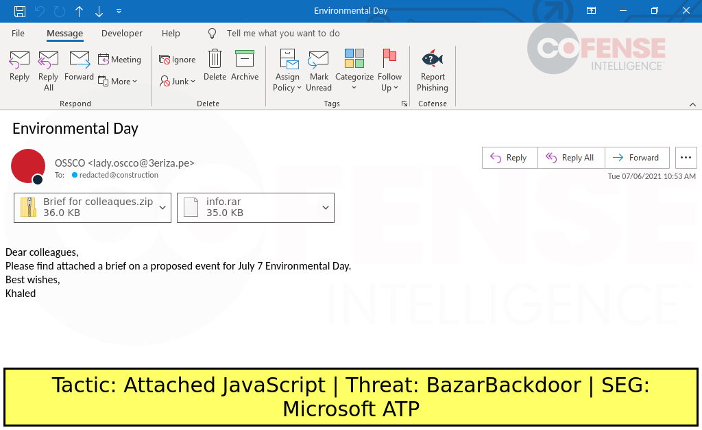 Malspam delivering BazarBackdoor