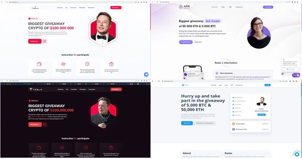 Fraudulent websites hosting crypto scam