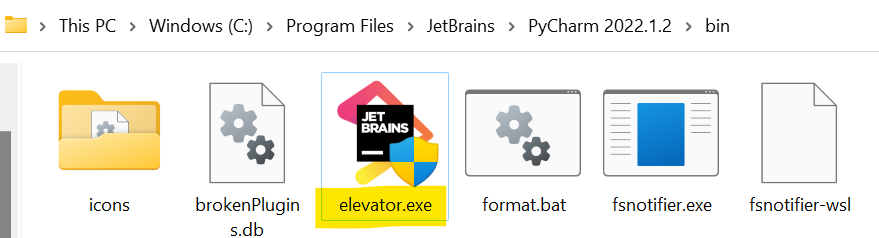 Executables in the PyCharm installation folder