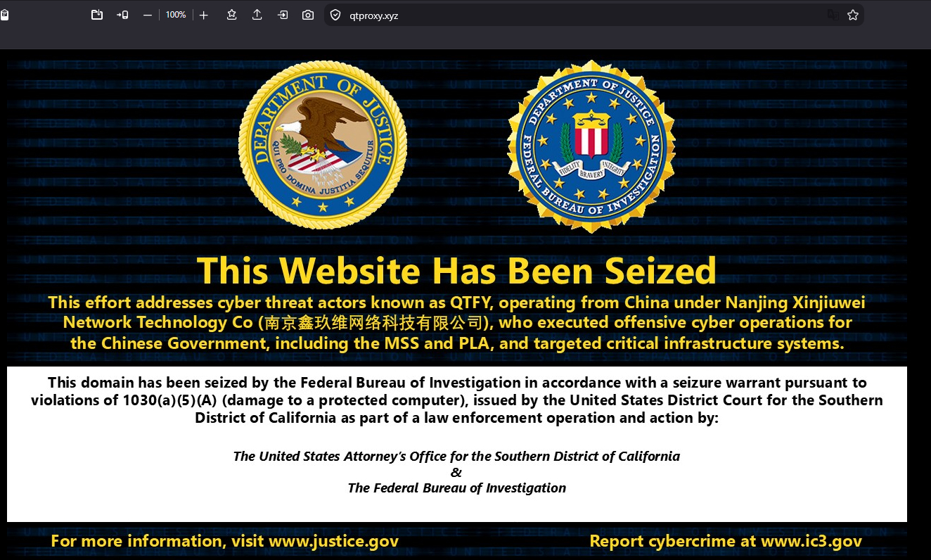 QTFY domain seized by the FBI