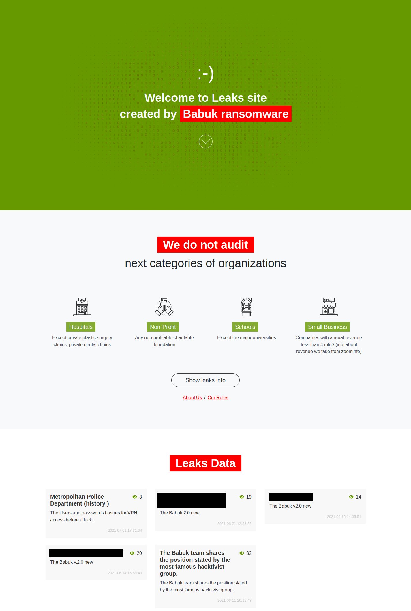 Babuk ransomware has a new leak site