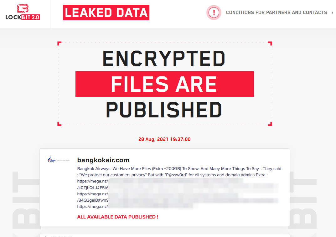 LockBit leaks over 200GB of data stolen from Bangkok Airways 