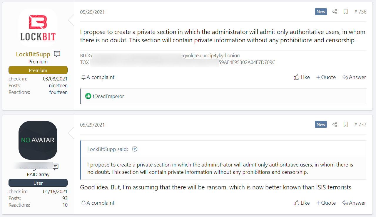 LockBit proposes private section on hacker forum