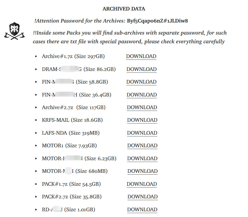 ADATA files stolen by Ragnar Locker ransomware gang