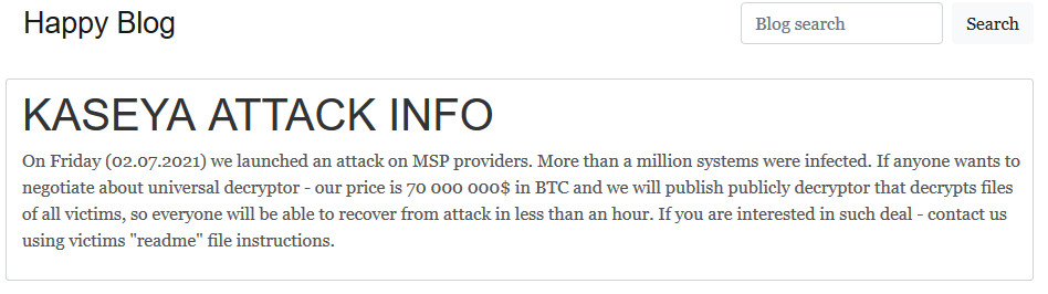 REvil claims of encrypting 1 million endpoints