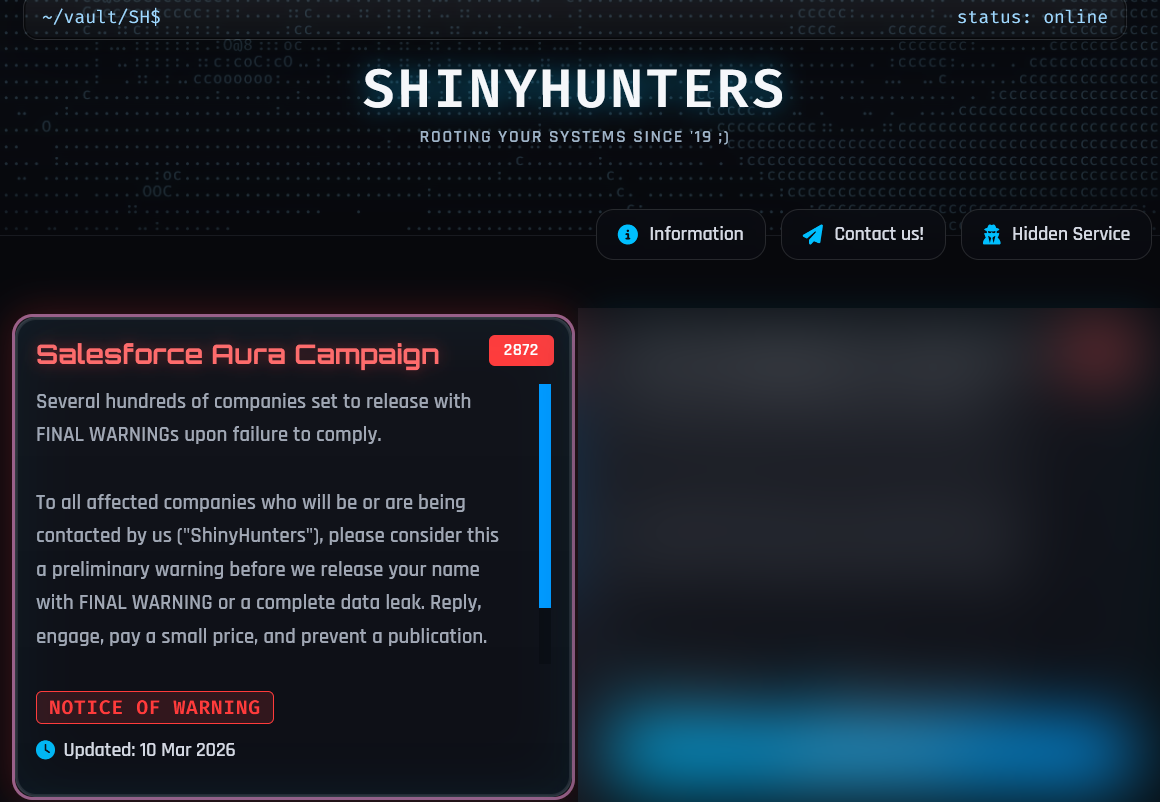 ShinyHunters Salesforce Aura campaign
