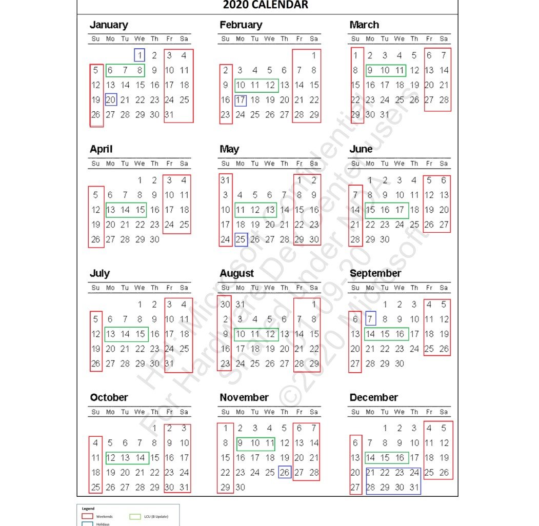 2020 driver deferral calendar