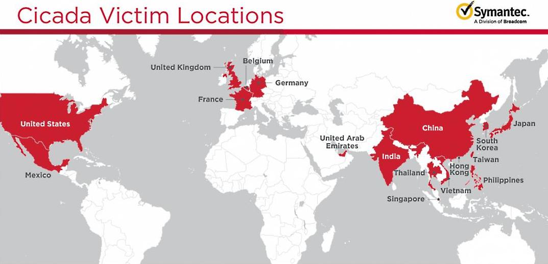 APT10 targets' location
