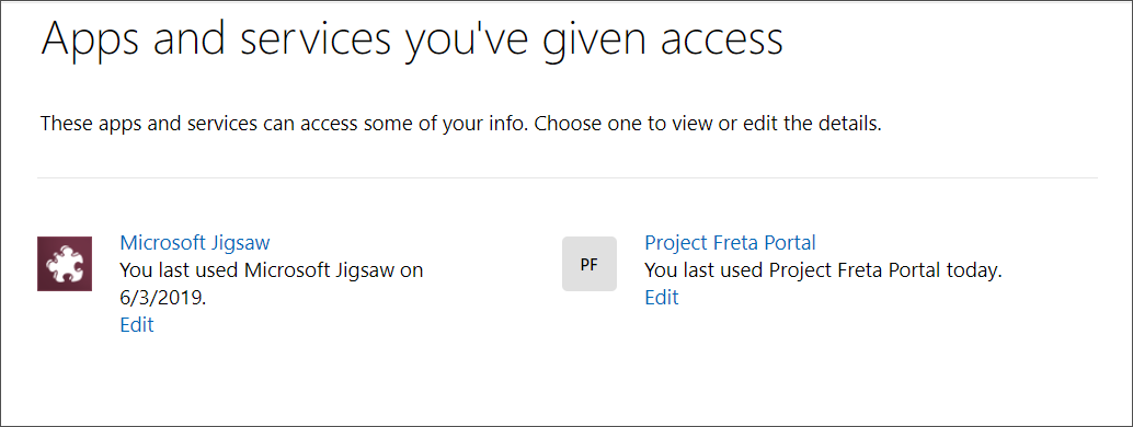Apps and services with access to Offices 365 account