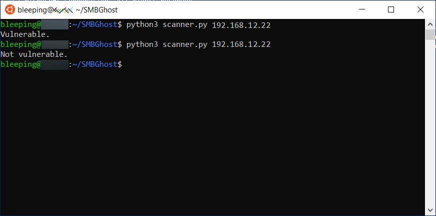 CVE-2020-0796 scanner (server without and with mitigation).png